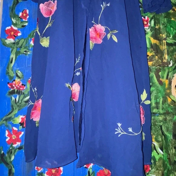 ASOS Floral Embroidered Blue Dress - Picture 2 of 7